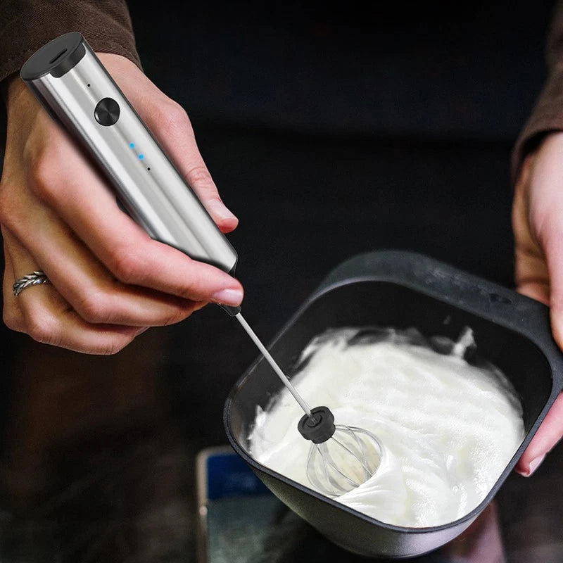 Electric Milk Frother 2 in 1 Egg Whisk Mixer Beater Latte Coffee Kitchen 3 Speed