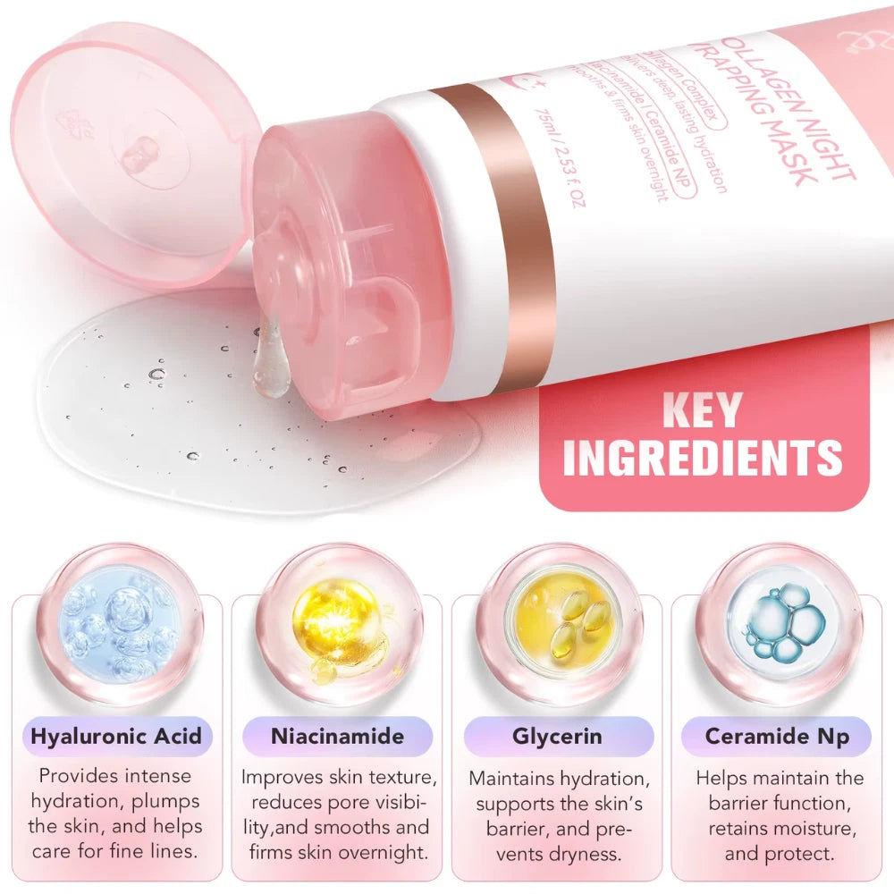 Overnight Collagen Korean face mask for Tightening brightening and hydration