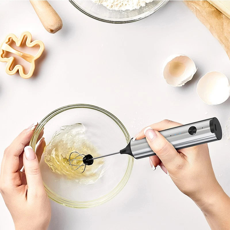 Electric Milk Frother 2 in 1 Egg Whisk Mixer Beater Latte Coffee Kitchen 3 Speed