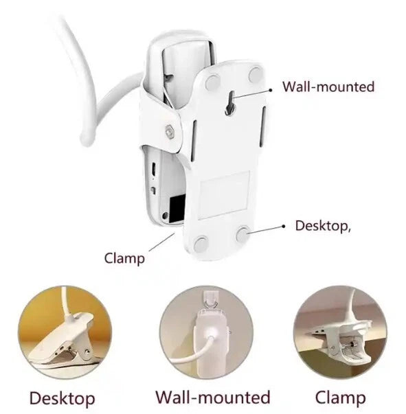 LED USB Rechargeable Clamp Clip On Flexible Desk Light Bed Read Table Night Lamp