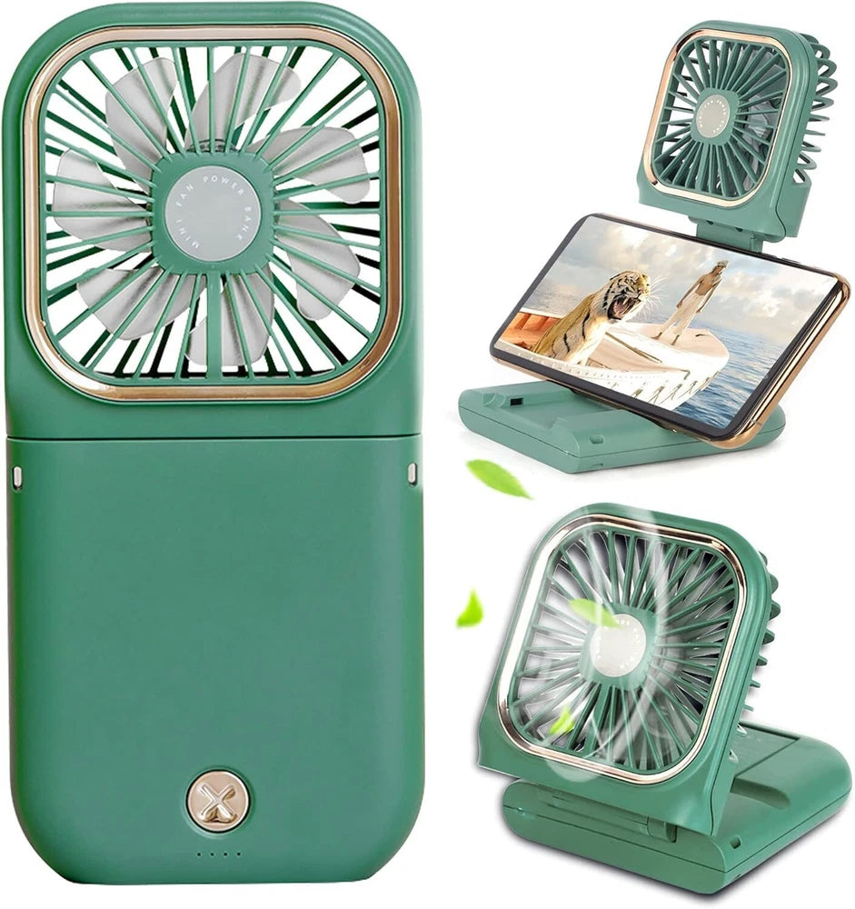 Mini Hand-held Fan， Portable Folding Desk Fan Cooler Cooling USB Rechargeable UK
