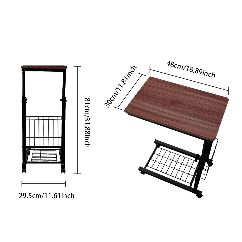 C-Shaped Movable Table Sofa Tea Desk Over Bed Side Tables Laptop Stand Workbench