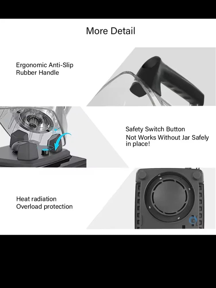 Biolo Mix 3HP 2200W  Heavy Duty  Commercial Grade Timer Blender, 2L Jar