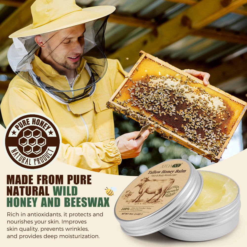 Whipped Tallow Honey Balm, Tallow Balm, Beef Tallow Face Cream, Grass Fed Beef T