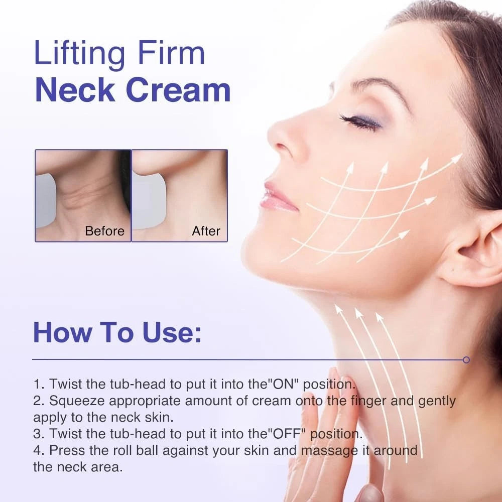 Firming Neck Cream with Roller Massage - Lifting Neck Cream for Crepey Skin