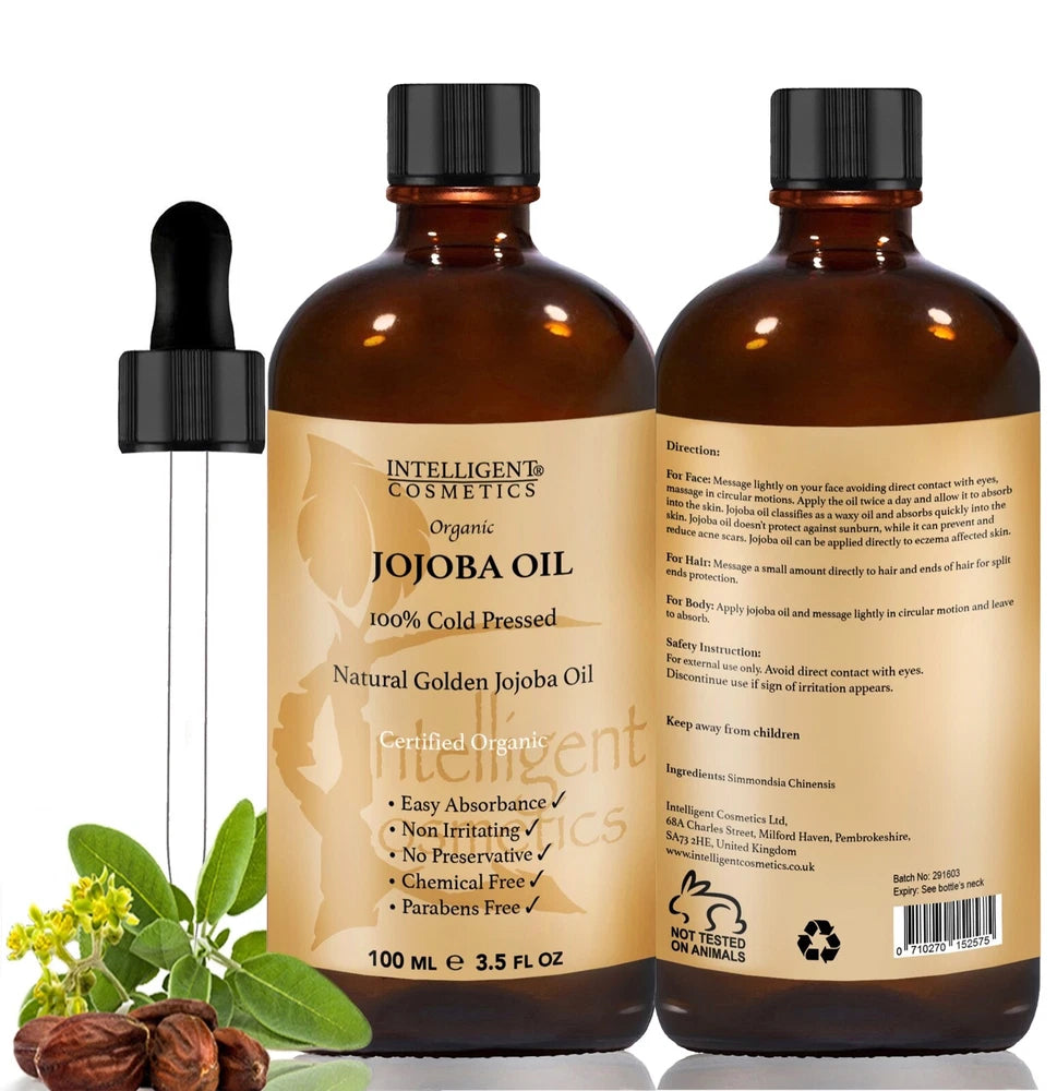 Jojoba Oil Golden 100% Cold Pressed Certified Organic Pure & Natural Jojoba Oil