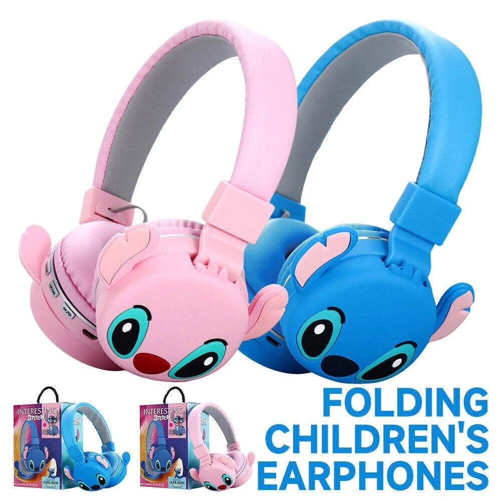 Lilo & Stitch Kids Foldable Wireless Headphones Ear Pads Headset Gift Earphones