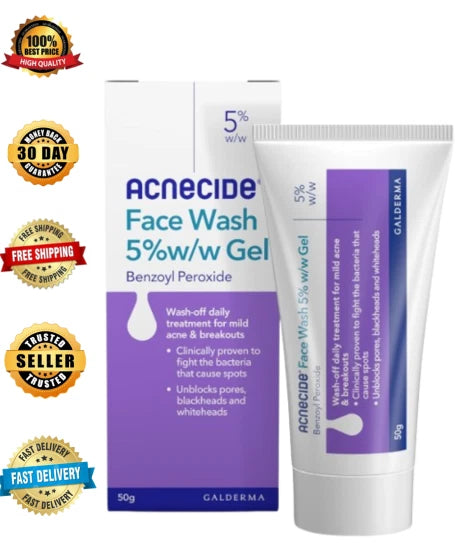 Acnecide Face Wash Gel 5%Benzoyl Peroxide Acne Treatment for Spot-Prone Skin 50g