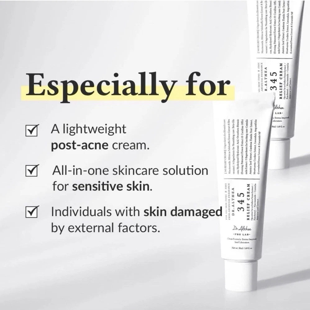 [3 PACK] Dr. Althea 345 Relief Daily Face Moisturizer Cream 50ml 1.69 fl oz