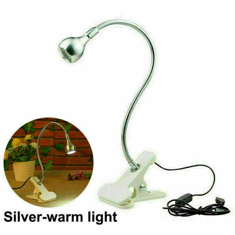 USB Clip On Desk Lamp Flexible Clamp Reading Light LED Bed Table Bedside Night