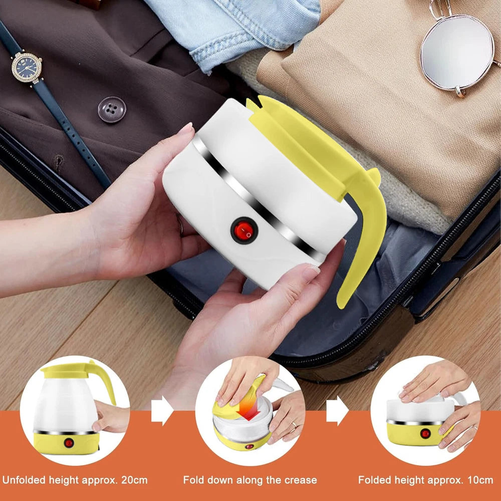 600ML Electric Kettle Camping Kettle Foldable Travel Kettle Silicone Portable UK