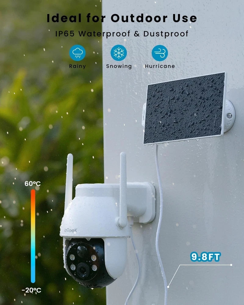 360° Wireless Security Camera PTZ WiFi IP Solar Powered Energy CCTV Outdoor Home