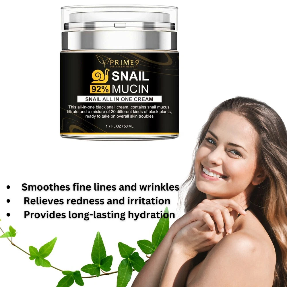Prime9 Face Moisturiser with Snail Mucin Extract, All in One Snail Repair Cream.