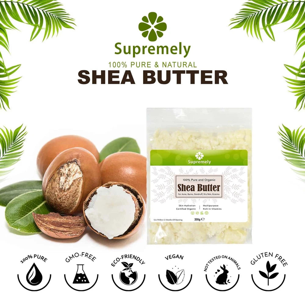ORGANIC SHEA BUTTER, 100% Food Grade Organic Unrefined Raw & Pure 500g, 200g 1KG