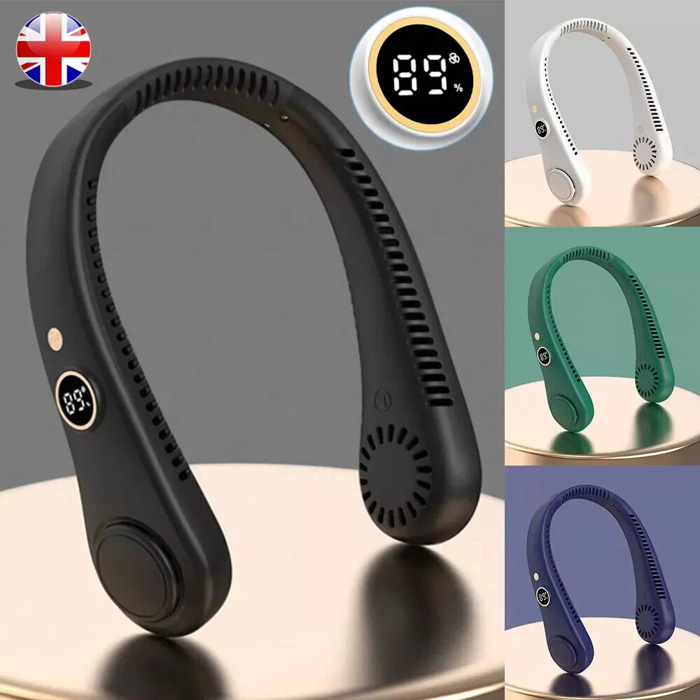 Portable Neck Mini Fan Lazy Neck Hanging USB Rechargeable Air Cooler Fan UK