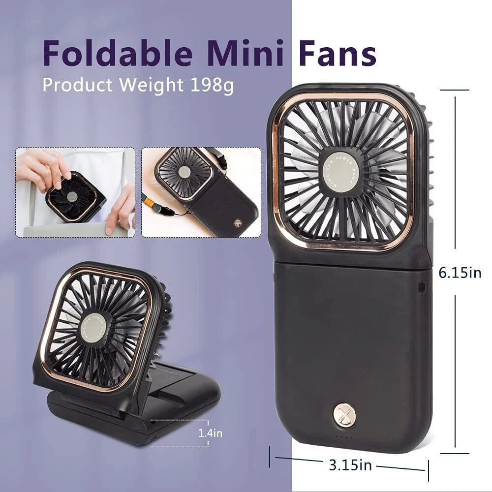 Mini Hand-held Fan， Portable Folding Desk Fan Cooler Cooling USB Rechargeable UK