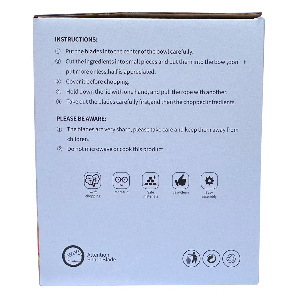 Vegetable Chopper Manual Pulling Food Slicer Hand Blender Kitchen Tool - White