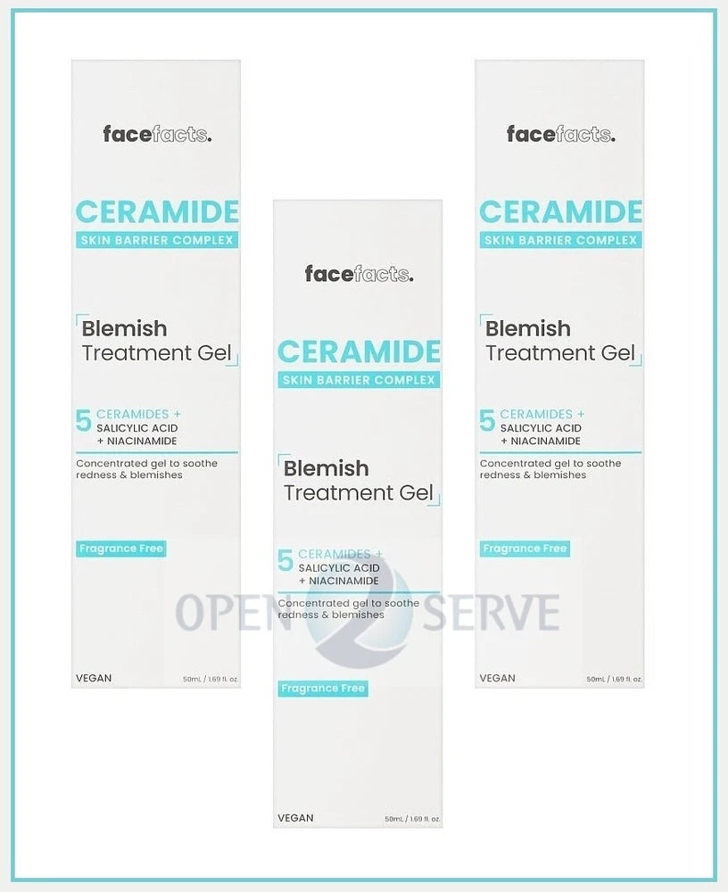 3x Face Facts Ceramide Skin Barrier Complex Blemish Treatment Gel | Vegan - 50ml
