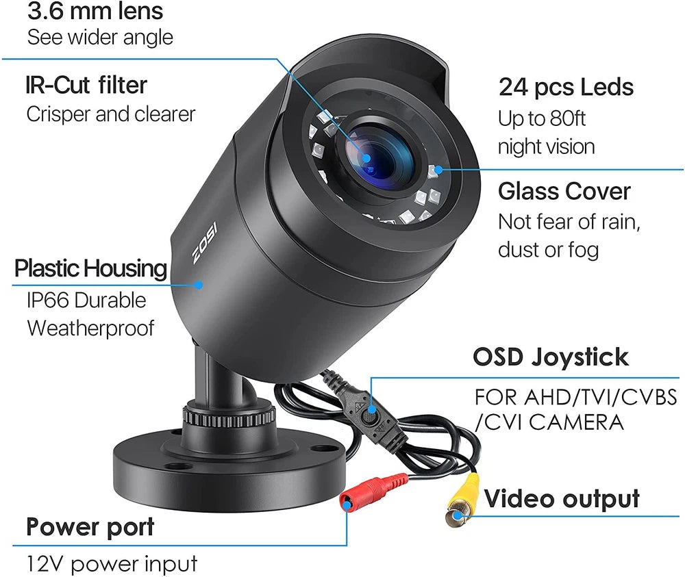 CAMERA 1080P 4-in-1 CCTV Camera Bullet 3000TVL Home Security Night Vision Outdoor