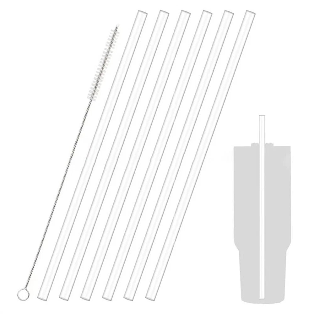 For Stanley Cup 40oz Replacement Straw Reusable Long Straws with Cleaning Brush