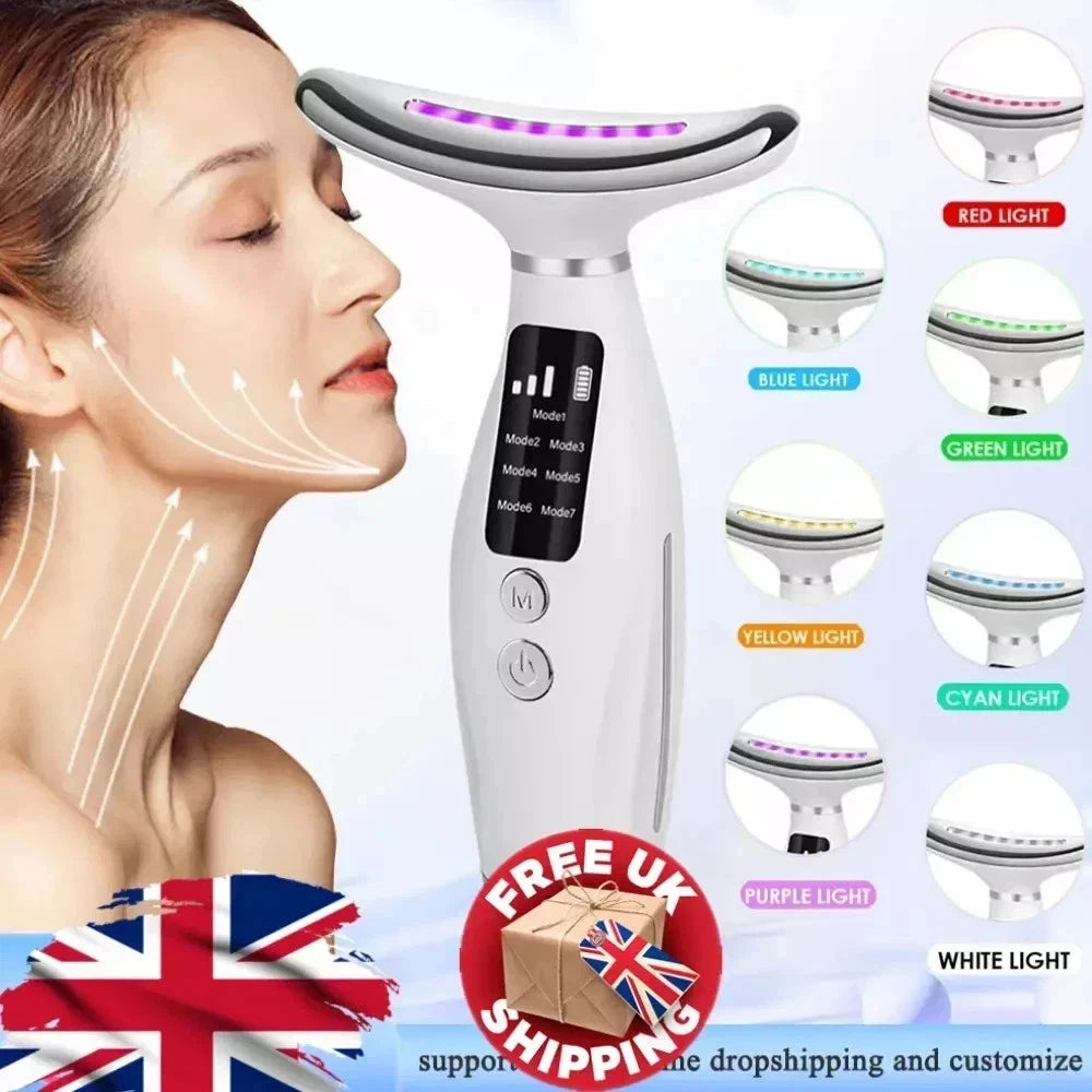 7 Colours Neck Face Lifting Massager skin Tighten Device LED Anti Wrinkle Beauty