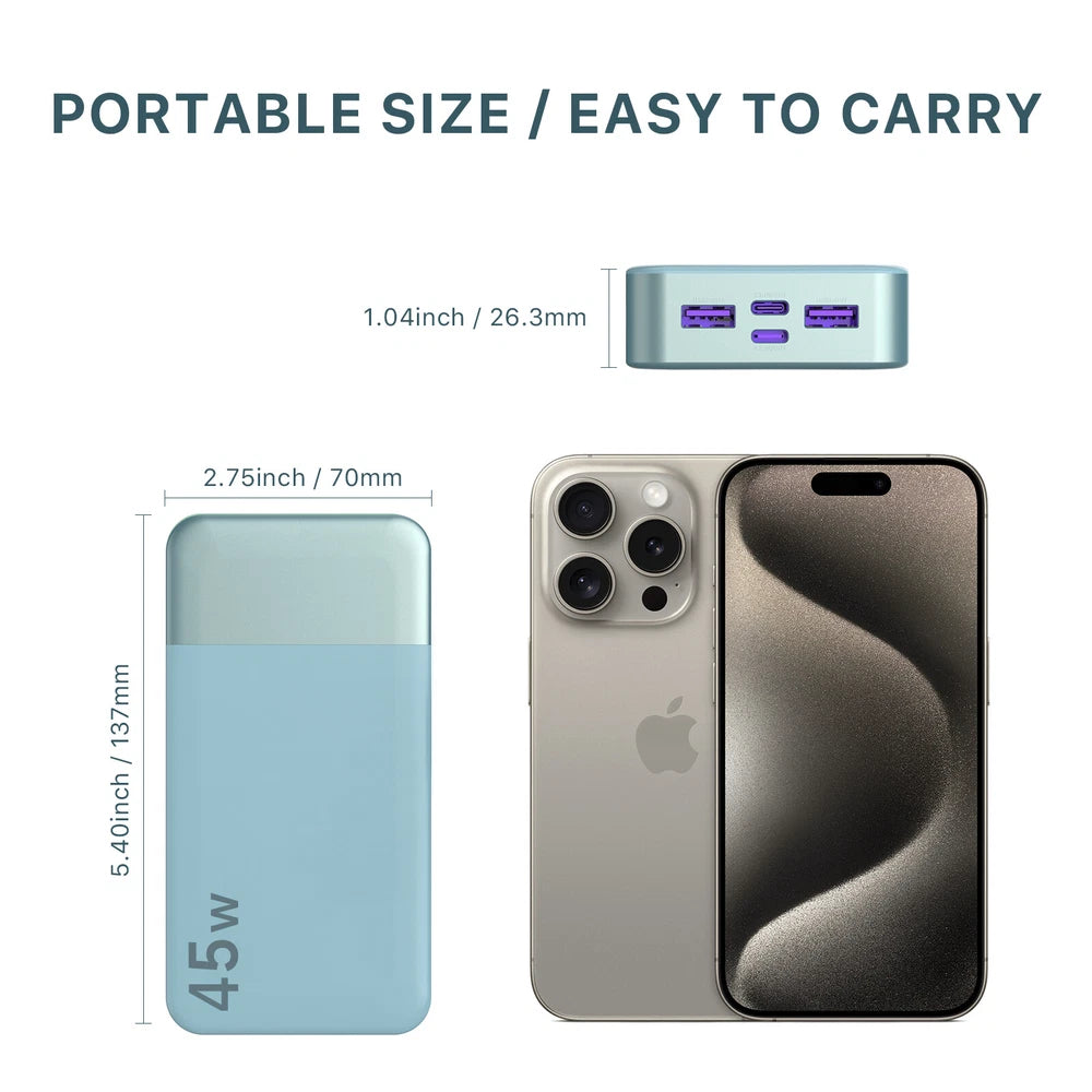 Power Bank 20000mAh 45W USB Fast Charger External Battery Pack for Laptop Phone