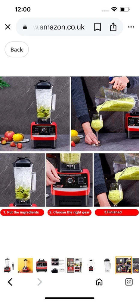 Commercial Food Blender Heavy Duty Kitchen Mixer Milkshake Smoothie