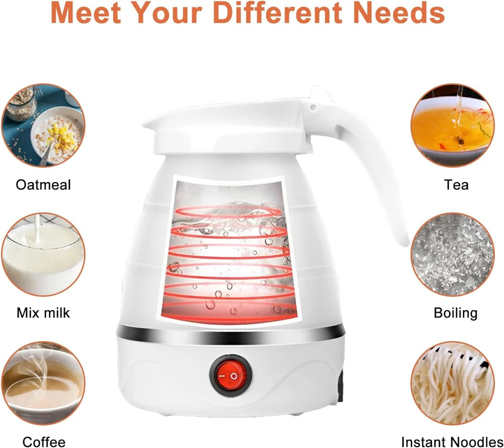600ML Electric Kettle Camping Kettle Foldable Travel Kettle Silicone Portable UK