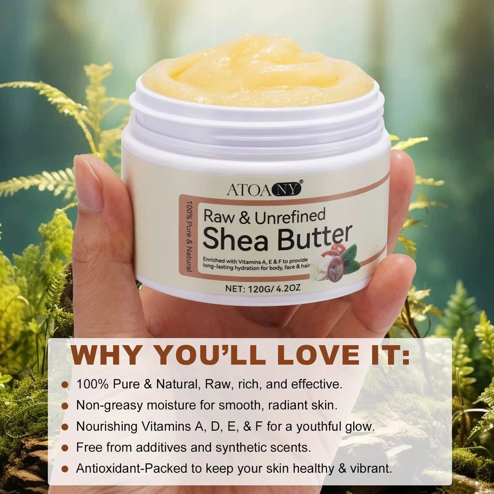 SHEA BUTTER, 100% PURE & NATURAL  Raw Unrefined Skin Body Face MOISTURISER -120g