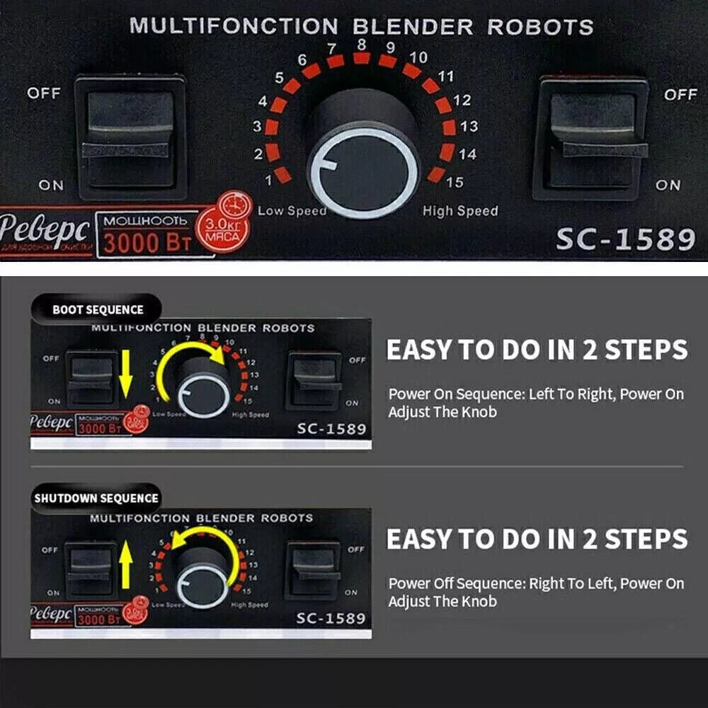 Multifunctional 2L Blender Food Processor Smoothie Juicer Ice Crusher 4500W