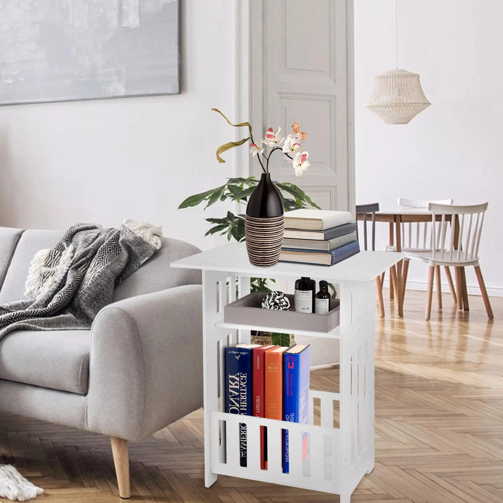 White Small Bedside Table Nightstand Coffee Tea Table Nightstand Storage Shelf