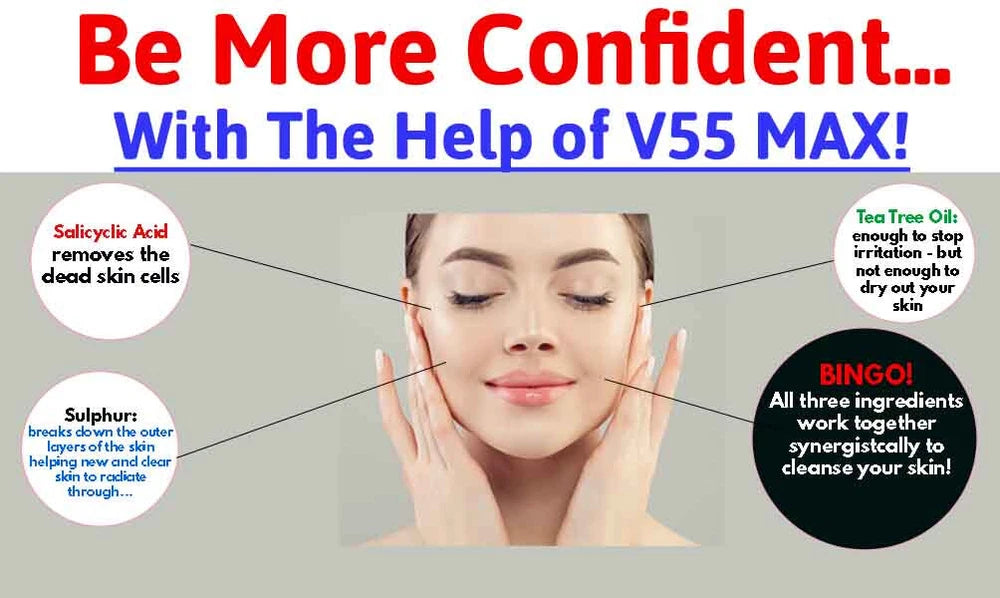 V55 MAX Salicylic Acid Skin Cream Safe on Spots Blackheads Blemishes Pimples