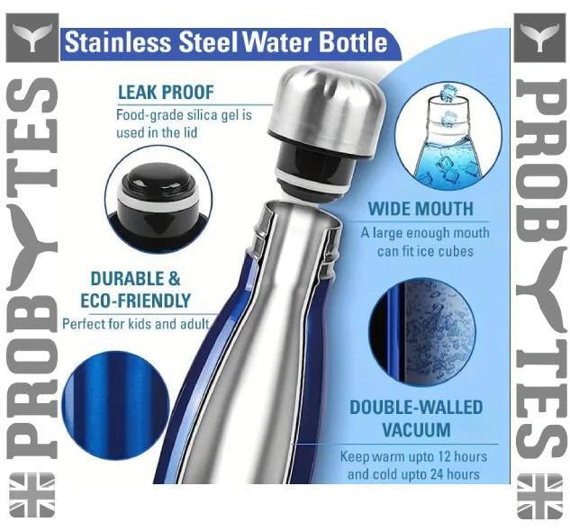 Stainless Steel Water Bottle Double Wall Vacuum Insulated Thermal Flask Sports