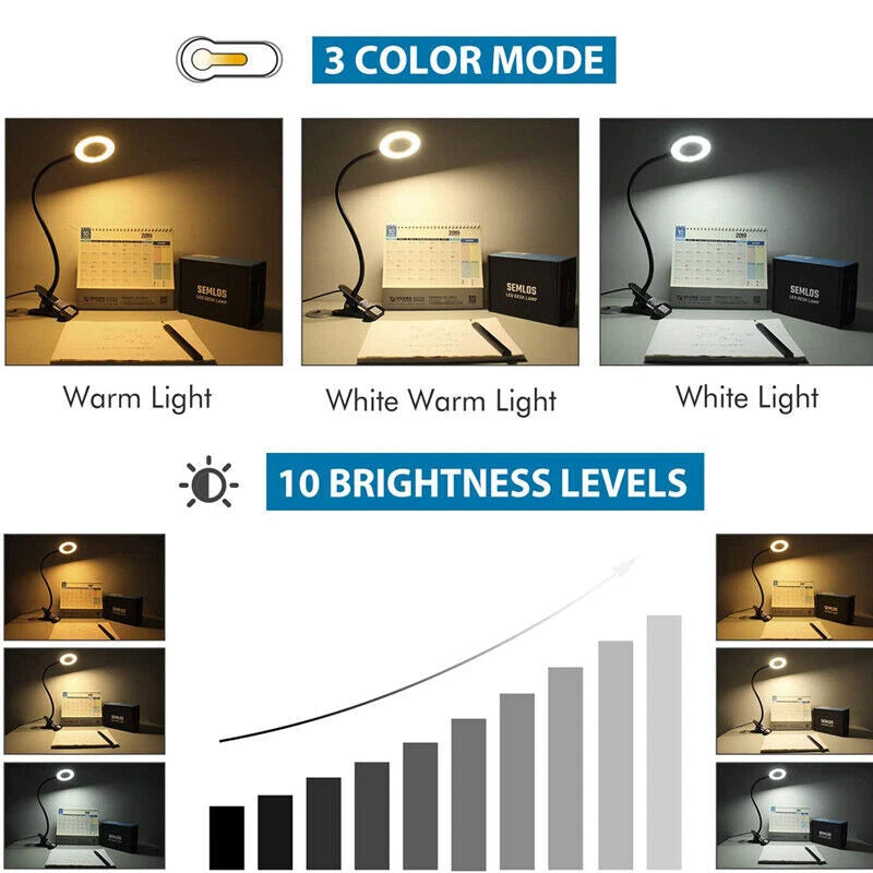 48 LED USB Clamp Clip On Flexible Desk Light Bed Reading Table Study Night Lamp
