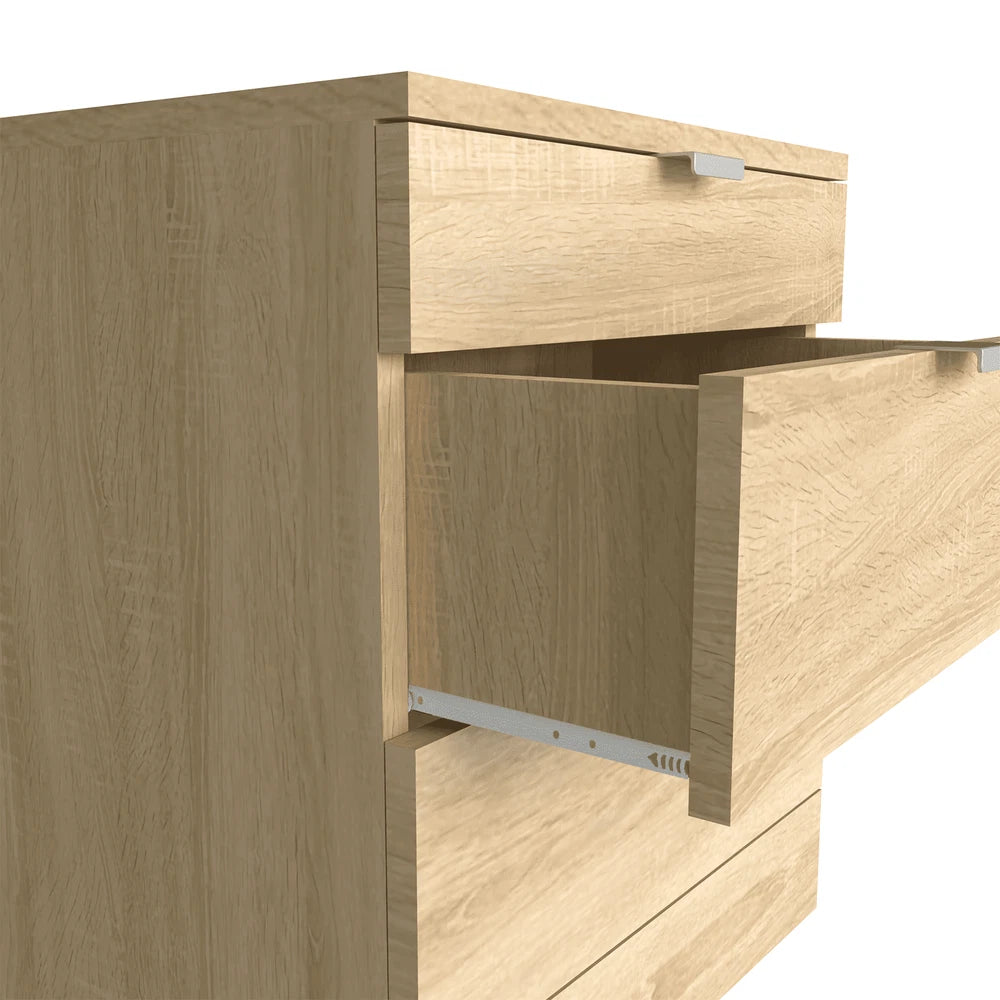 Modern 3 Drawers Bedside Table with Shelf Nightstand Bedroom Furniture Storage