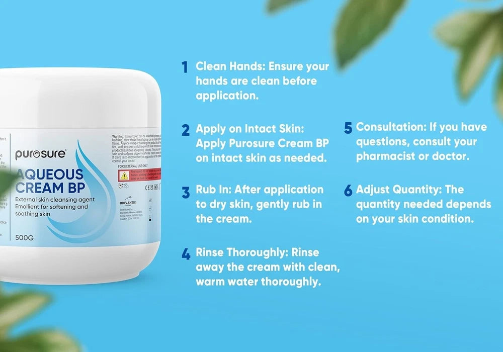 Purosure Aqueous Moisturising Cream 500ml Relief Of Dry Dry Skin Fragrance Free