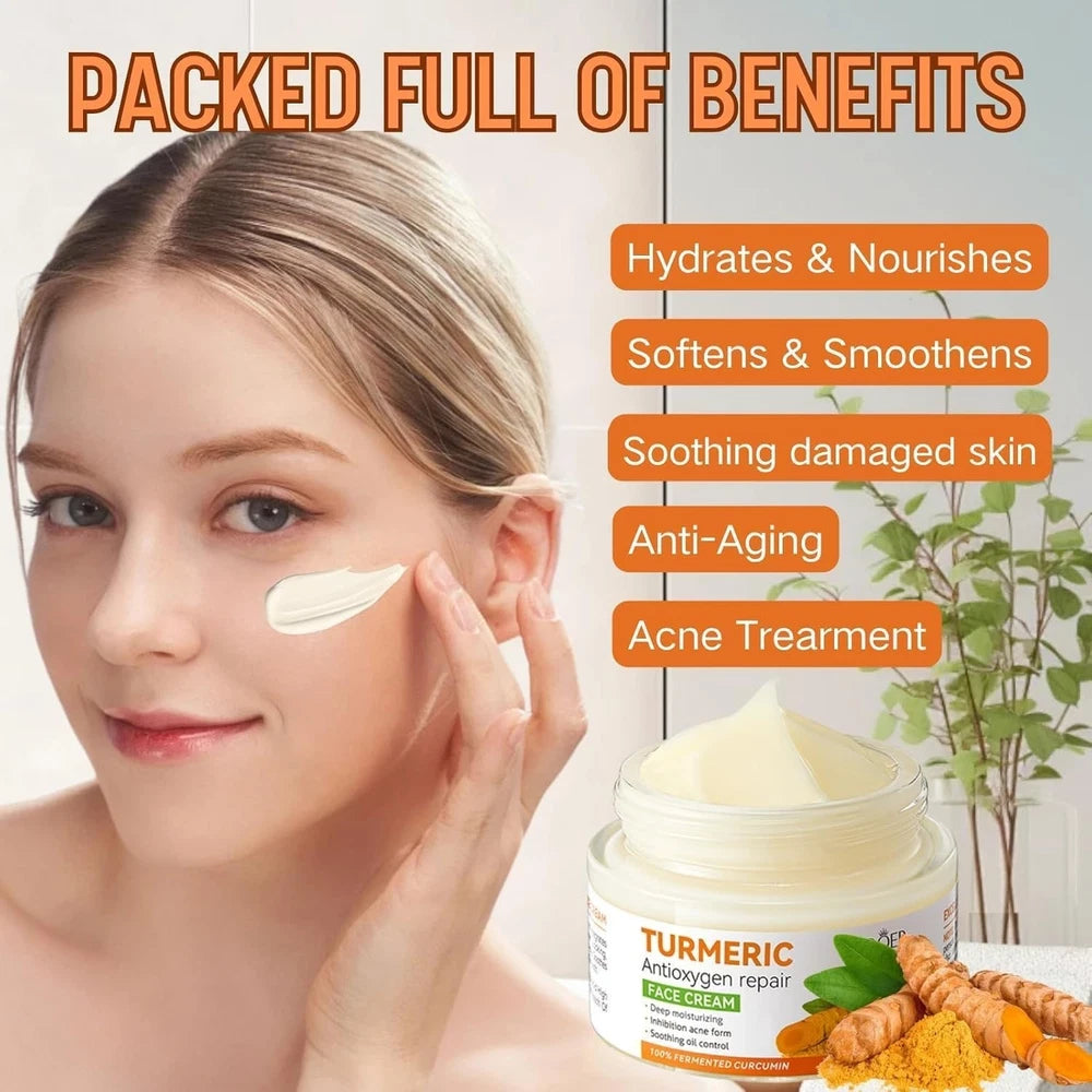 Turmeric Face Cream, Brightening Face Cream for Radiant&Glowing Skin,Dark Spot C