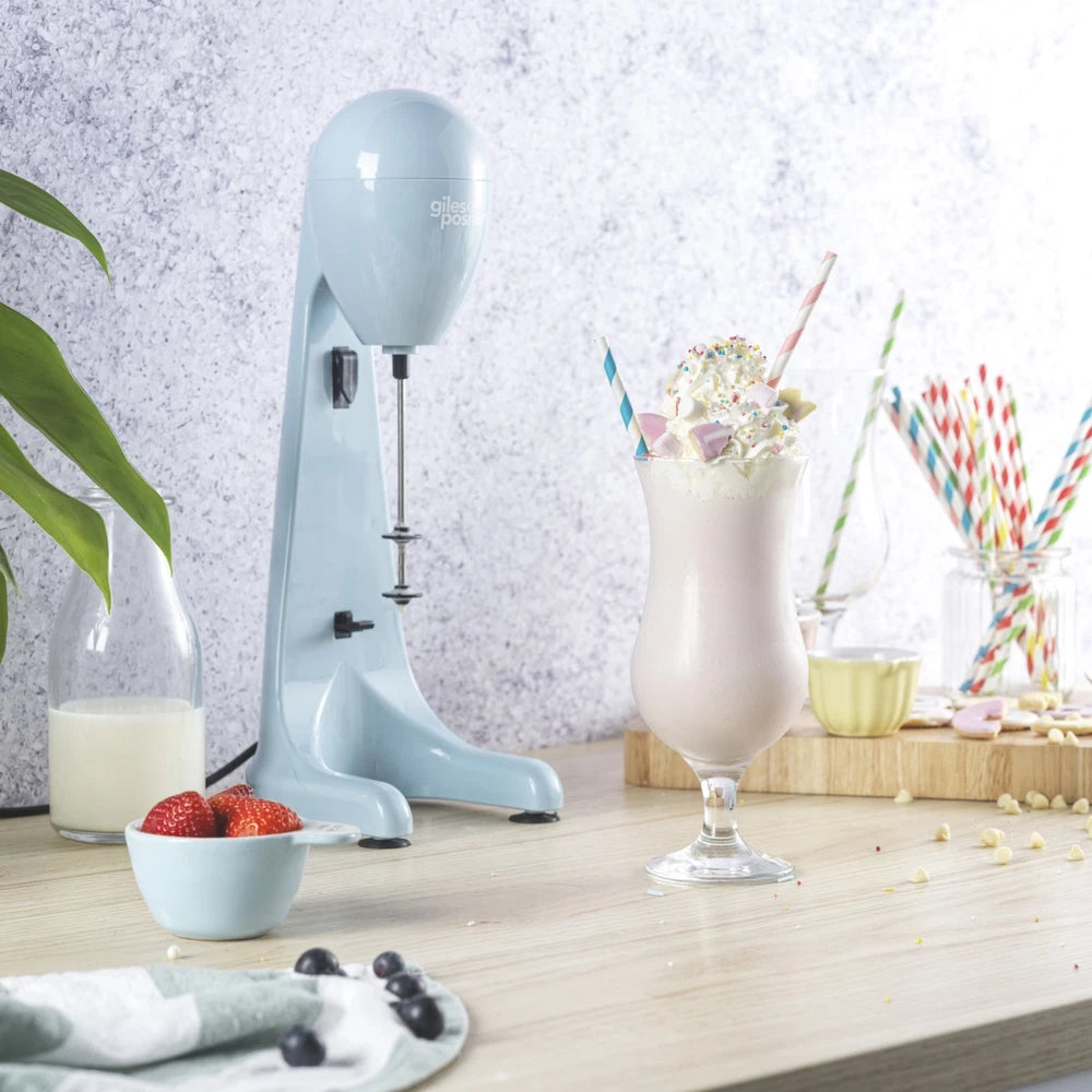 Giles & Posner Milkshake Maker – 2-Speed Drink Mixer with 500ml Steel Cup, 100W