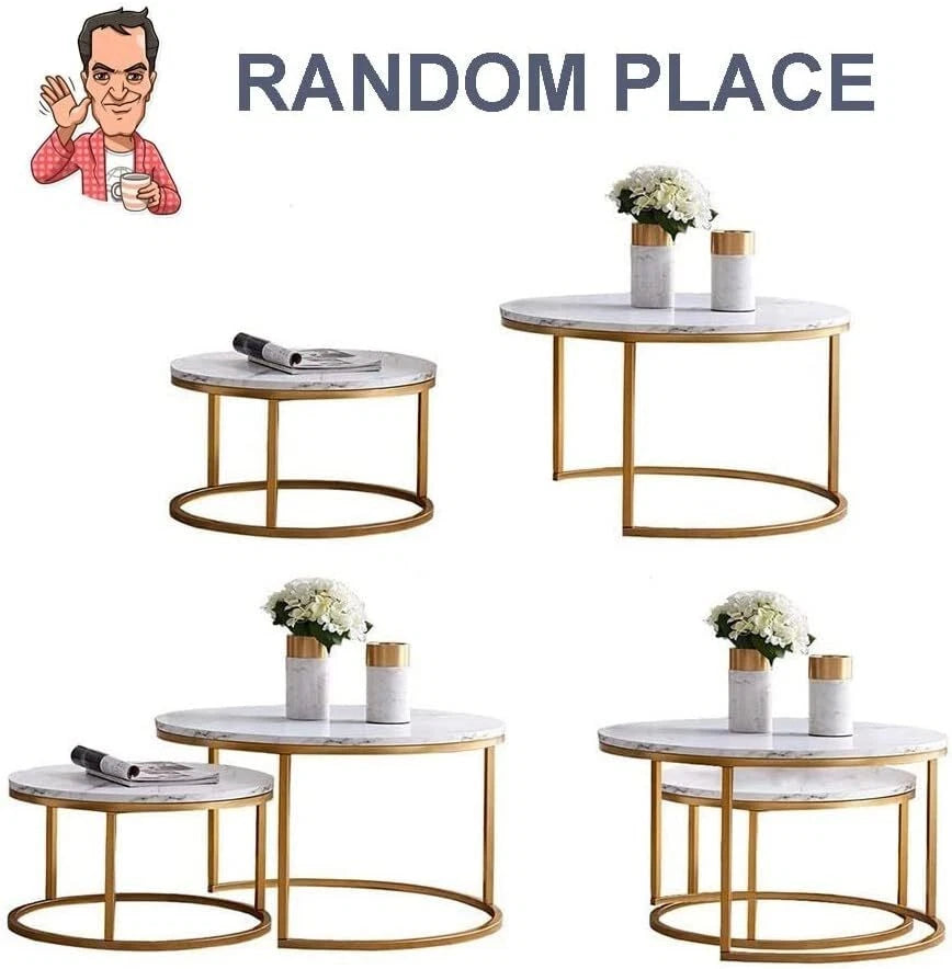 Nesting Coffee Tables Set of 2 Round Stacking Sofa Side Tables Bed/Living Room