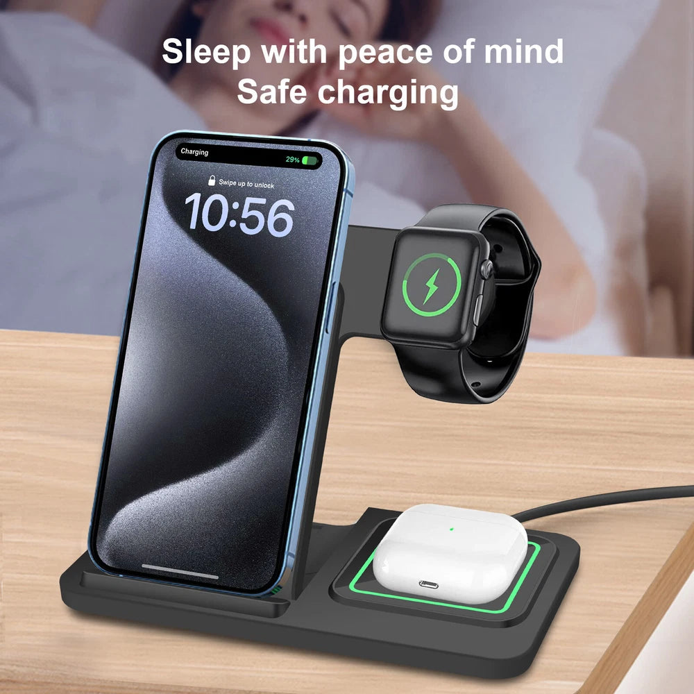 3in1 Wireless Charger Dock Charging Stand For Apple Watch Ultra 9 8 iPhone 16 15