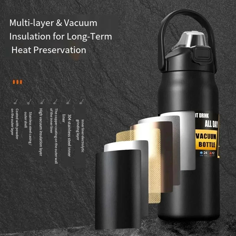 Thermos Flask 304 Stainless Steel Insulated Water Bottle  Sports Cold Hot..