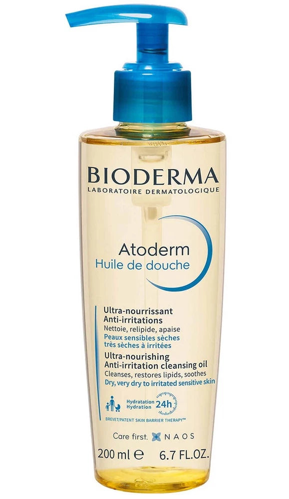 Bioderma Atoderm Shower Oil 200ml Pump Bottle - Ultra-Nourishing Anti-Irritation