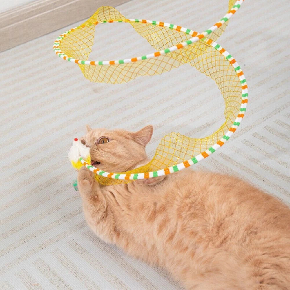 Stretchable Cat Coil Tunnel Toys Foldable Pet Interactive Toy Coil Spiral Toy