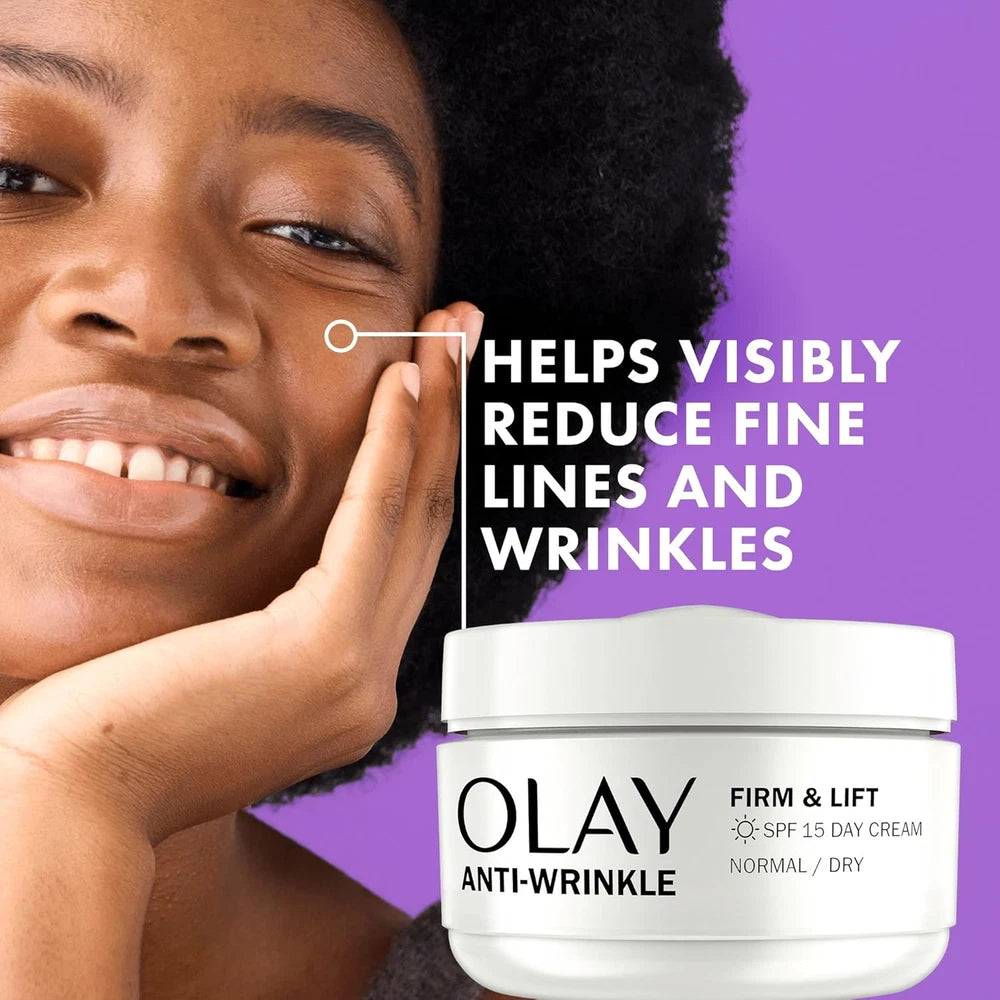 Olay Anti-Wrinkle Firm & Lift Day Cream with SPF15, Helps to Visibly Reduce Fine