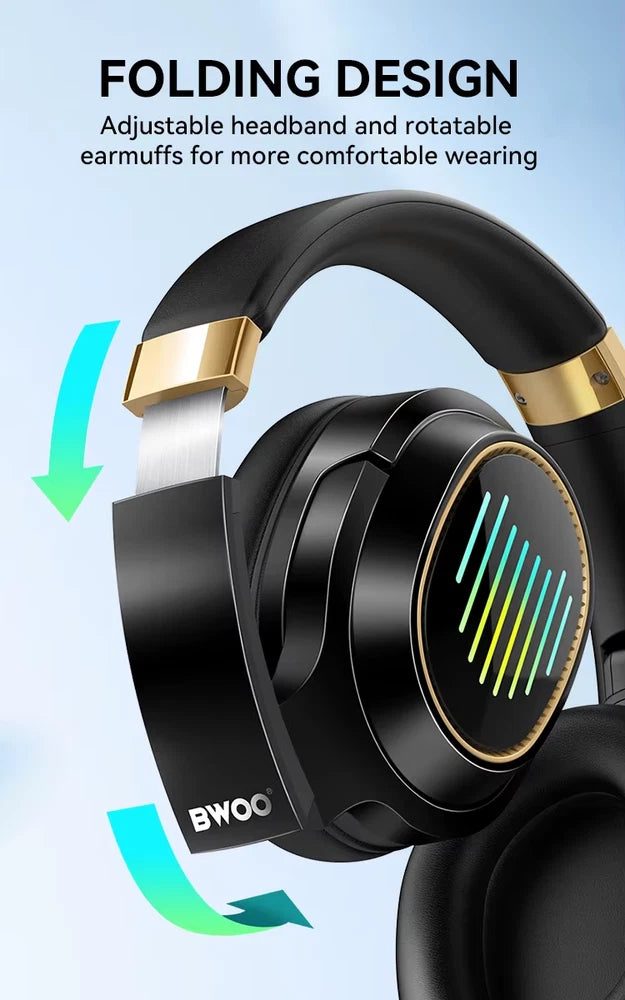 TWS Wireless Bluetooth 5.4 Headphones LED RGB ANC Over-Ear Earphones 50H