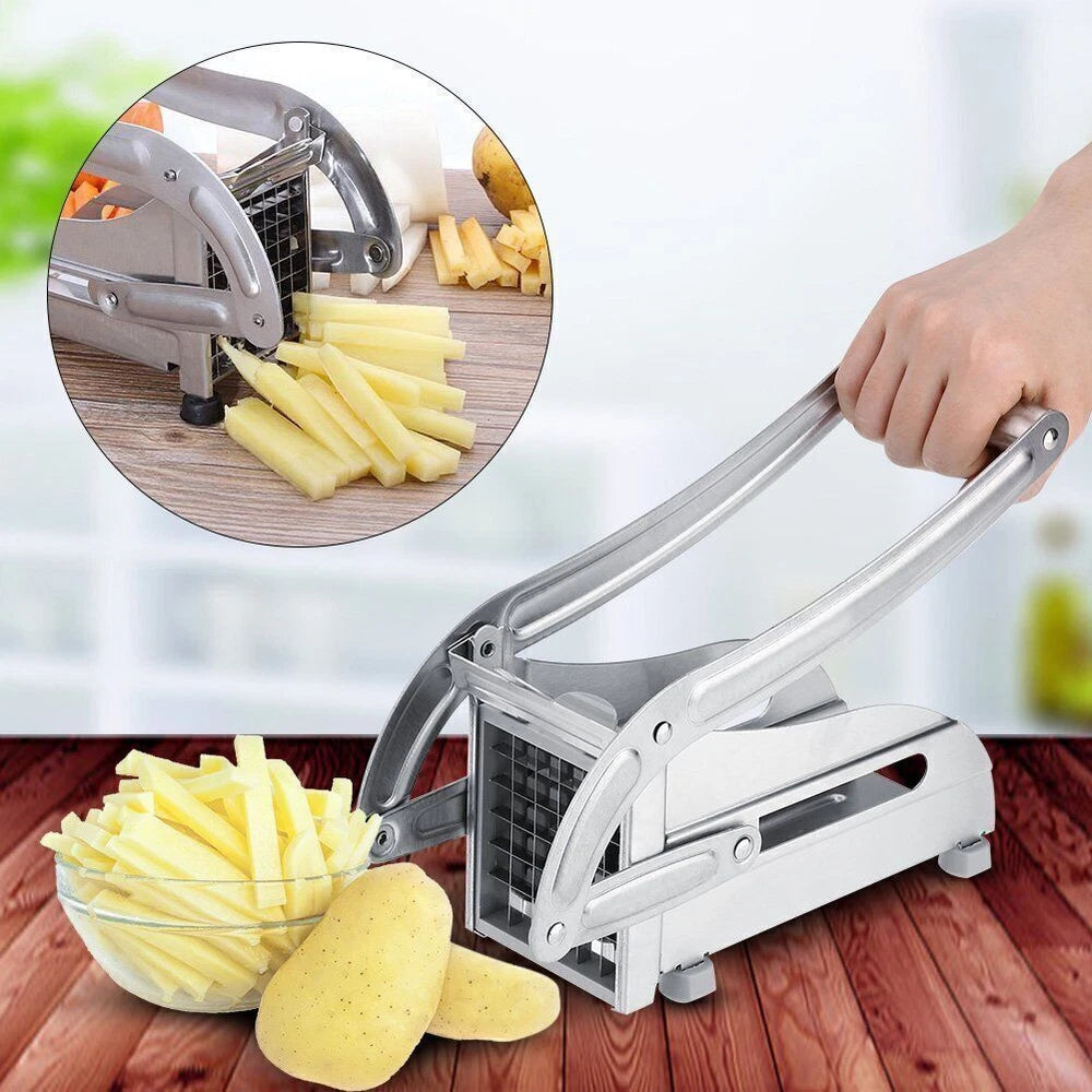 Potato Chipper Chip Chopper Cutter Slicer Maker & 2 Steel Edges French Fries UK