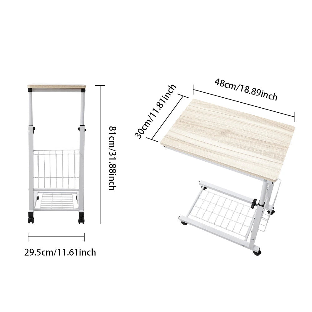 C-Shaped Movable Table Sofa Tea Desk Over Bed Side Tables Laptop Stand Workbench