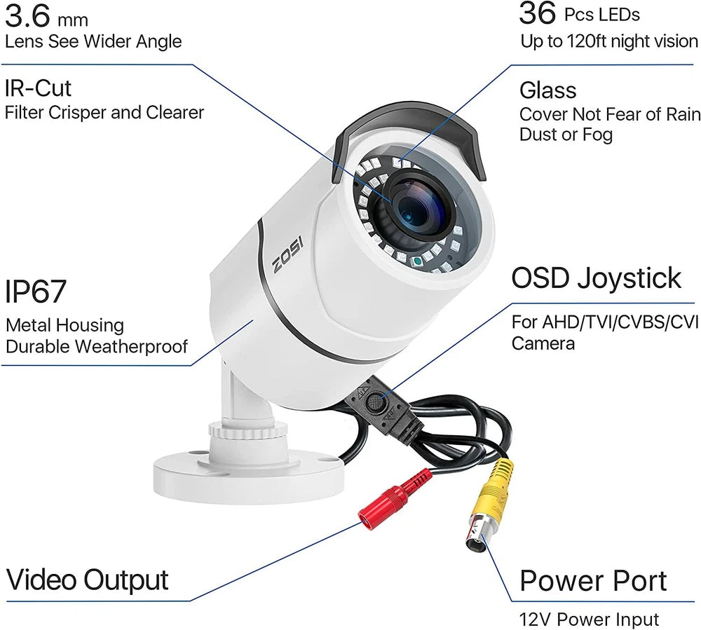 CAMERA 1080P 4-in-1 CCTV Camera Bullet 3000TVL Home Security Night Vision Outdoor