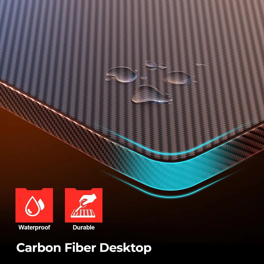 Gaming Desk Computer Gaming Table w/ Mouse Pad Cup Holder & Headphone Hook Black