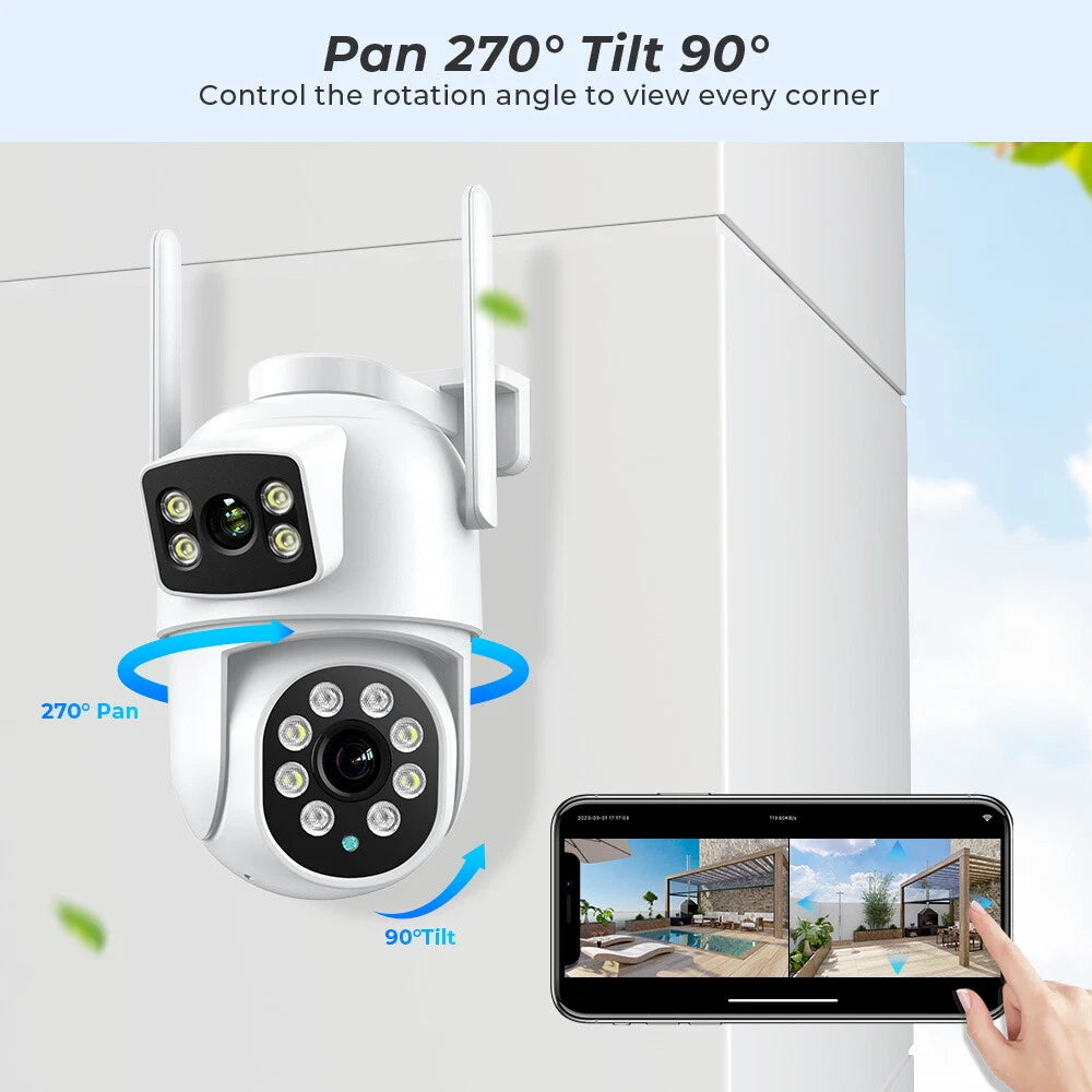 8MP Wireless 4K WIFI IP Camera CCTV PTZ Smart Home Outdoor Security IR Cam IP66